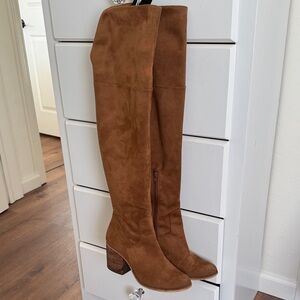 Brown Suede Knee-High Boots